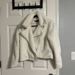 White faux fur jacket size small